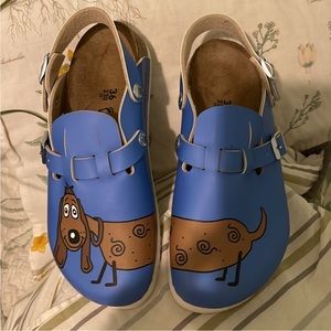 Birkenstock Kay Dog Blue Clogs Sandals Slippers With Ankle Straps. New